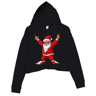 Happy Christmas Santa For Boy Girl Funny Christmas Crop Fleece Hoodie