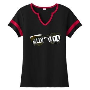 Hollywood California Sign Souvenir Ladies Halftime Notch Neck Tee