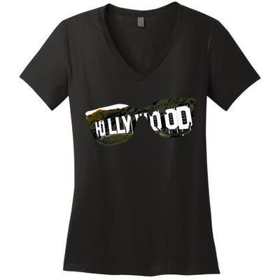 Hollywood California Sign Souvenir Women's V-Neck T-Shirt