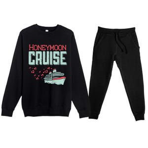 Honeymoon Cruise Ship Cruising Vacation Trip Couple Gift Premium Crewneck Sweatsuit Set