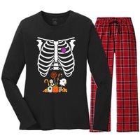 Halloween Candy Skeleton Rib Cage XRay Funny Women's Long Sleeve Flannel Pajama Set 