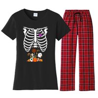 Halloween Candy Skeleton Rib Cage XRay Funny Women's Flannel Pajama Set