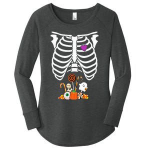 Halloween Candy Skeleton Rib Cage XRay Funny Women's Perfect Tri Tunic Long Sleeve Shirt