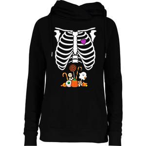 Halloween Candy Skeleton Rib Cage XRay Funny Womens Funnel Neck Pullover Hood