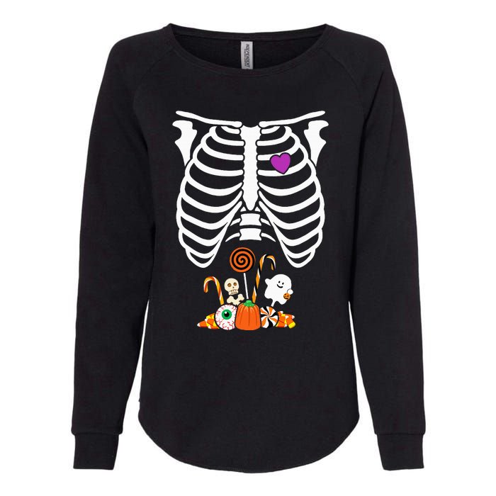 Halloween Candy Skeleton Rib Cage XRay Funny Womens California Wash Sweatshirt