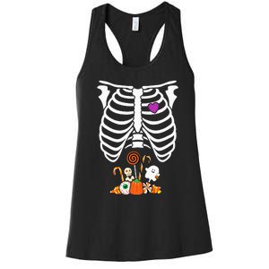 Halloween Candy Skeleton Rib Cage XRay Funny Women's Racerback Tank