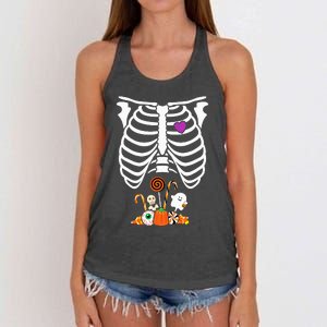 Halloween Candy Skeleton Rib Cage XRay Funny Women's Knotted Racerback Tank