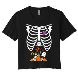 Halloween Candy Skeleton Rib Cage XRay Funny Women's Crop Top Tee