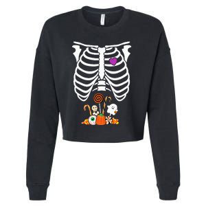 Halloween Candy Skeleton Rib Cage XRay Funny Cropped Pullover Crew