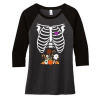 Halloween Candy Skeleton Rib Cage XRay Funny Women's Tri-Blend 3/4-Sleeve Raglan Shirt