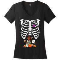 Halloween Candy Skeleton Rib Cage XRay Funny Women's V-Neck T-Shirt