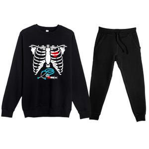 Halloween Costume Skeleton Stethoscope Needle For Nurse Meaningful Gift Premium Crewneck Sweatsuit Set