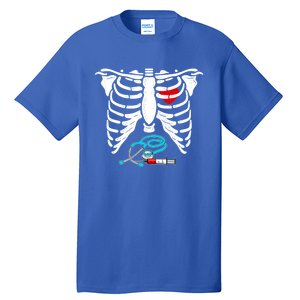 Halloween Costume Skeleton Stethoscope Needle For Nurse Meaningful Gift Tall T-Shirt