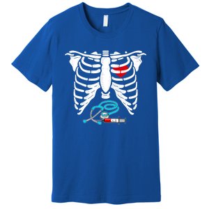 Halloween Costume Skeleton Stethoscope Needle For Nurse Meaningful Gift Premium T-Shirt