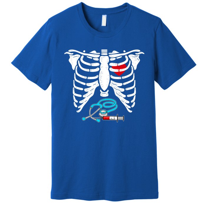 Halloween Costume Skeleton Stethoscope Needle For Nurse Meaningful Gift Premium T-Shirt