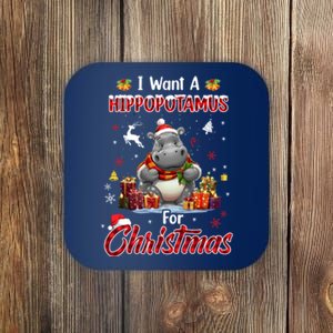 Hippo Candy Santa I Want A Hippopotamus For Christmas Coaster