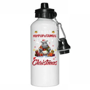 Hippo Candy Santa I Want A Hippopotamus For Christmas Aluminum Water Bottle