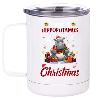 Hippo Candy Santa I Want A Hippopotamus For Christmas 12 oz Stainless Steel Tumbler Cup