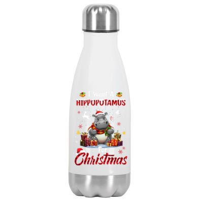 Hippo Candy Santa I Want A Hippopotamus For Christmas Stainless Steel Insulated Water Bottle