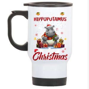 Hippo Candy Santa I Want A Hippopotamus For Christmas Stainless Steel Travel Mug