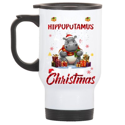 Hippo Candy Santa I Want A Hippopotamus For Christmas Stainless Steel Travel Mug