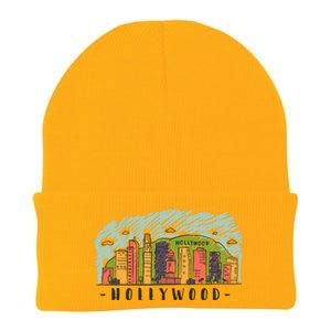 Hollywood Cartoon Style Illustration Knit Cap Winter Beanie