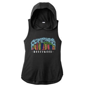 Hollywood Cartoon Style Illustration Ladies PosiCharge Tri-Blend Wicking Draft Hoodie Tank