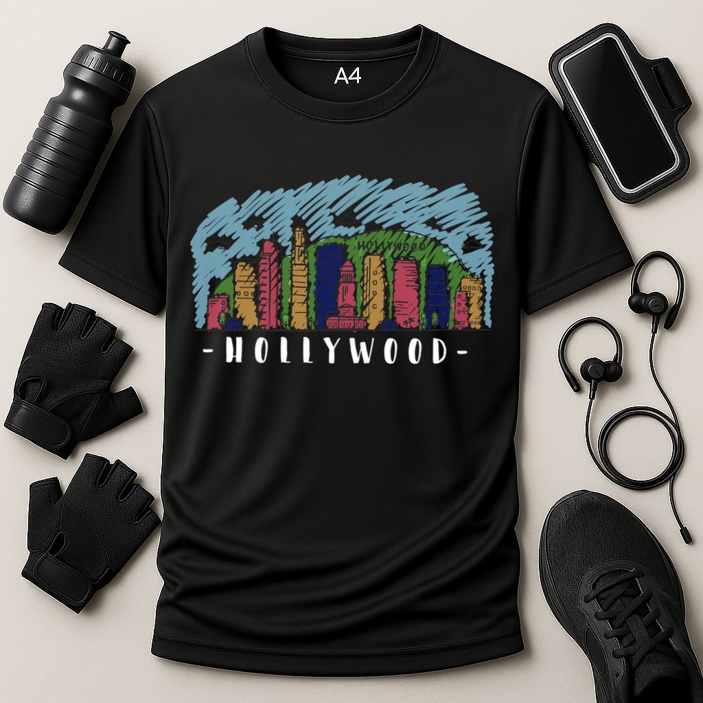 Hollywood Cartoon Style Illustration Cooling Performance Crew T-Shirt