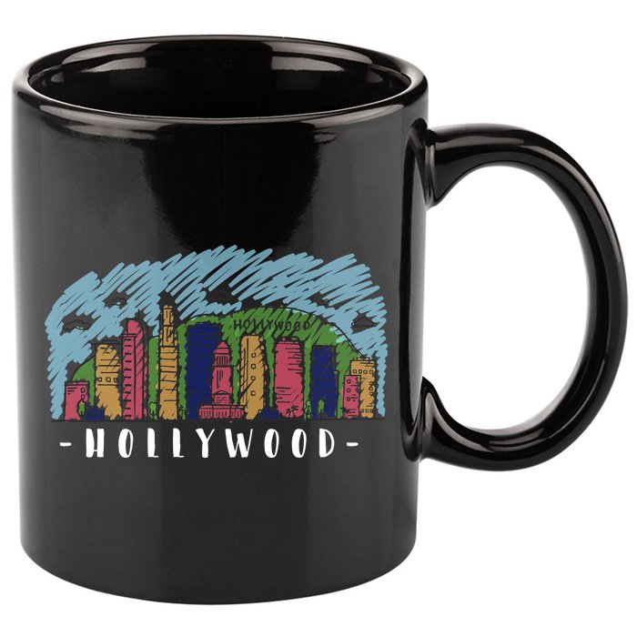 Hollywood Cartoon Style Illustration 11oz C Handle Ceramic Mug