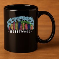 Hollywood Cartoon Style Illustration 11oz C Handle Ceramic Mug