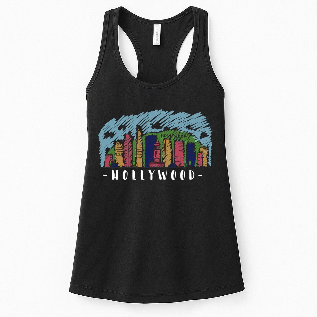 Hollywood Cartoon Style Illustration Womens Tank Top