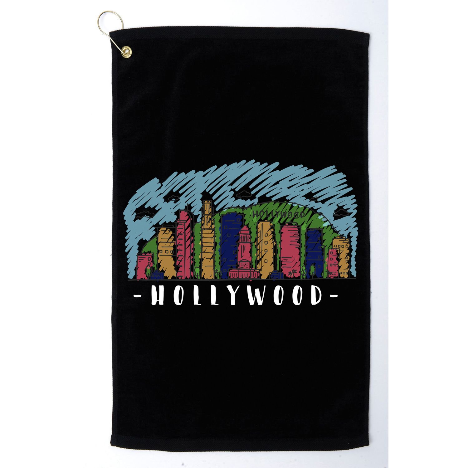 Hollywood Cartoon Style Illustration Golf Towel