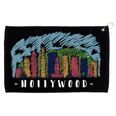 Hollywood Cartoon Style Illustration Grommeted Golf Towel