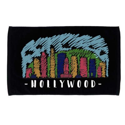 Hollywood Cartoon Style Illustration Microfiber Hand Towel