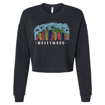 Hollywood Cartoon Style Illustration Cropped Pullover Crew