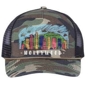 Hollywood Cartoon Style Illustration Retro Rope Trucker Hat Cap