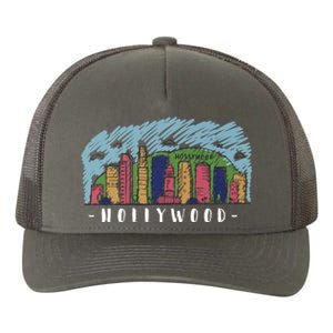 Hollywood Cartoon Style Illustration Yupoong Adult 5-Panel Trucker Hat