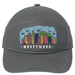 Hollywood Cartoon Style Illustration 7-Panel Snapback Hat