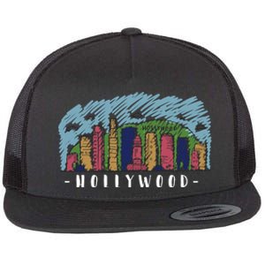 Hollywood Cartoon Style Illustration Flat Bill Trucker Hat