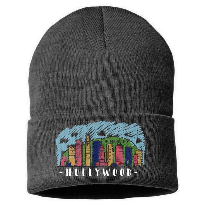 Hollywood Cartoon Style Illustration Sustainable Knit Beanie