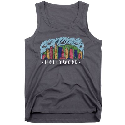 Hollywood Cartoon Style Illustration Tank Top