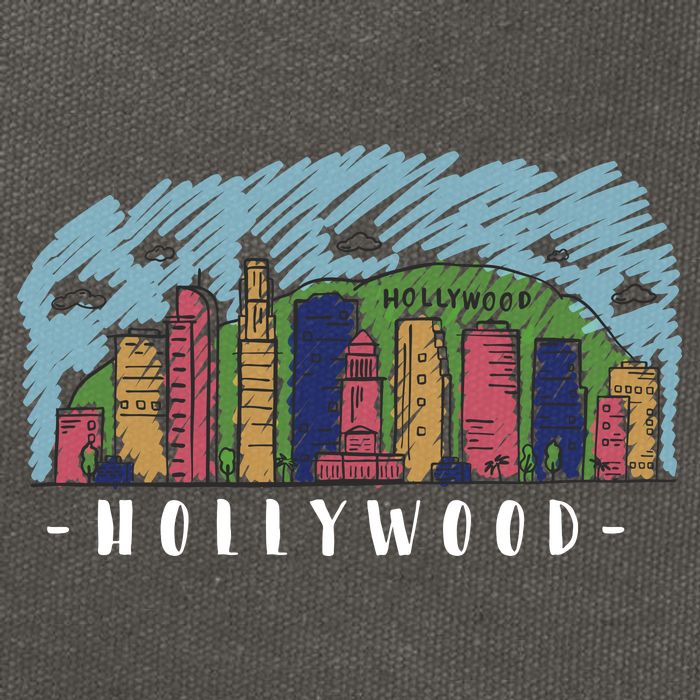 Hollywood Cartoon Style Illustration Cotton Canvas Backpack