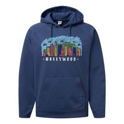 Hollywood Cartoon Style Illustration Performance Fleece Hoodie