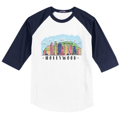 Hollywood Cartoon Style Illustration Baseball Sleeve Shirt