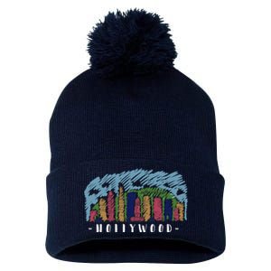 Hollywood Cartoon Style Illustration Pom Pom 12in Knit Beanie