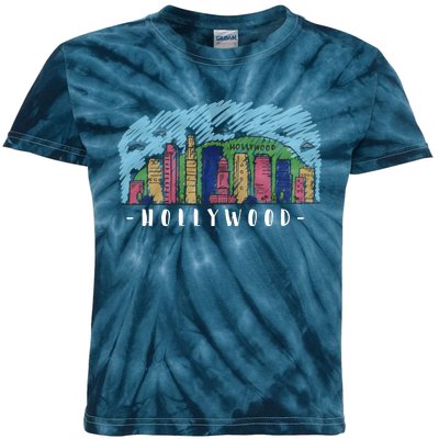 Hollywood Cartoon Style Illustration Kids Tie-Dye T-Shirt