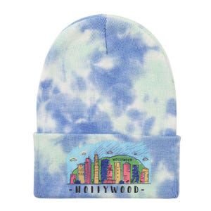 Hollywood Cartoon Style Illustration Tie Dye 12in Knit Beanie