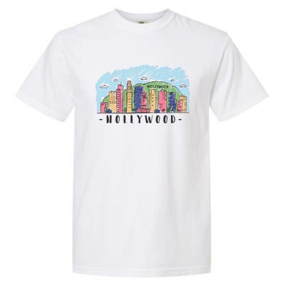 Hollywood Cartoon Style Illustration Garment-Dyed Heavyweight T-Shirt