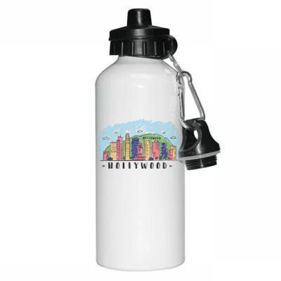 Hollywood Cartoon Style Illustration Aluminum Water Bottle 