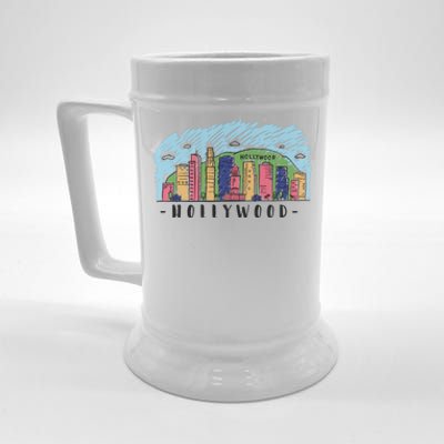 Hollywood Cartoon Style Illustration Beer Stein